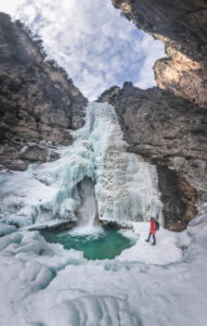 Winter tour at Fanes waterfalls, Dolomiti d Ampezzo natural park, Cortina d Ampezzo, Belluno, Veneto, Italy Winter tour at Fanes waterfalls, Dolomiti d Ampezzo natural park, Cortina d Ampezzo, Belluno, Veneto, Italy